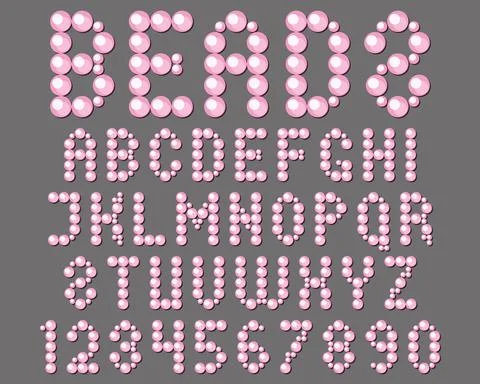 Pink bubble typography. Beads. Font from corcles. 库存插图