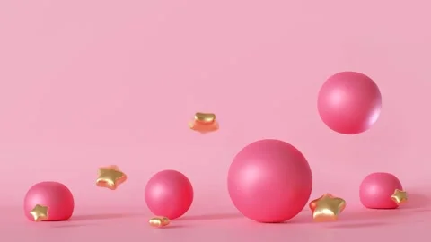 Pink bubbles float with stars in soft, dreamy background Stock Footage 290359992