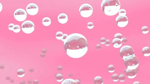 Pink bubbles of liquid. Drops. Background suitable for cosmetics promotion. Stock Footage 229809201