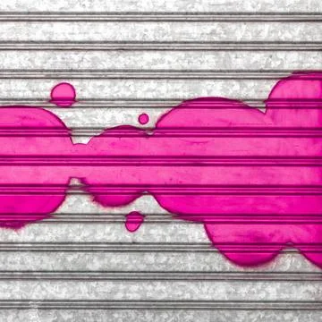 Pink bubbles on wall Pink bubbles painted with spray paint on a roller shu... Foto stock