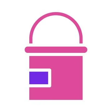 Pink Bucket with Purple Rectangle Digital Art Style Illustrazione stock