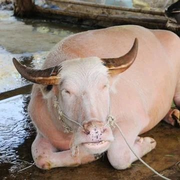 Pink buffalo in stable. Stock Photos