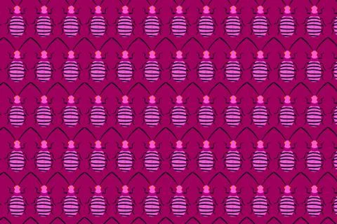 Pink bug pattern on pink. Insects background Stock Illustration