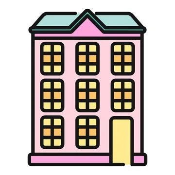 Pink building facade representing urban living and real estate Ilustración de archivo