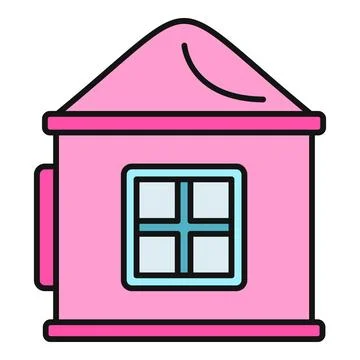 Pink building line icon representing home and housing Ilustración de archivo