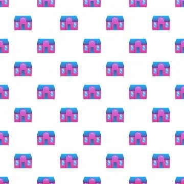 Pink buildings creating a seamless pattern on white background Ilustración de archivo