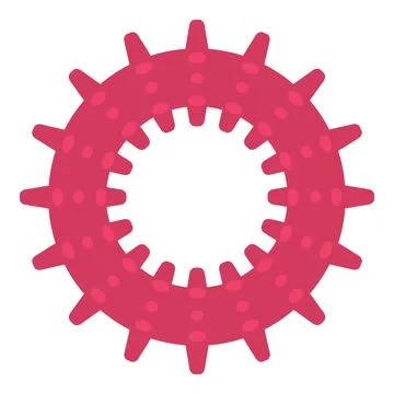 Pink bumpy ring with spikes rotating clockwise on white background Stock Illustration