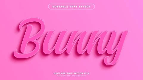 Pink Bunny editable text effect and pink stylish background Stock Illustration