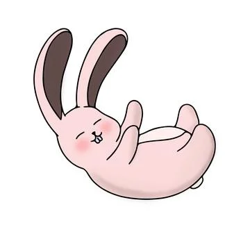 Pink bunny falling while dreaming 库存插图