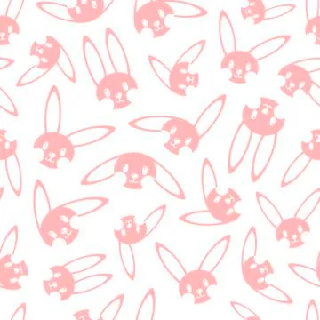 Pink bunny pattern on white background 库存插图