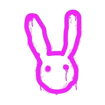 Pink bunny rabbit head graffiti spray painting Stock Illustration