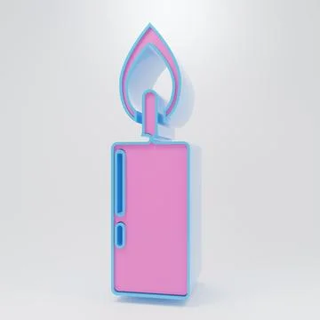 Pink Burning candle icon isolated on grey background. Cylindrical candle st.. Stock Illustration