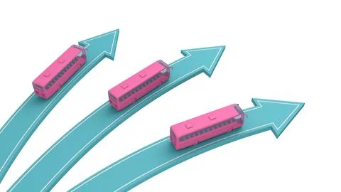Pink buses go in different directions Illustrazione stock