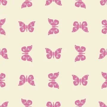 Pink butterflies butterflies repeat pattern. Vector seamless pattern. Stock Illustration