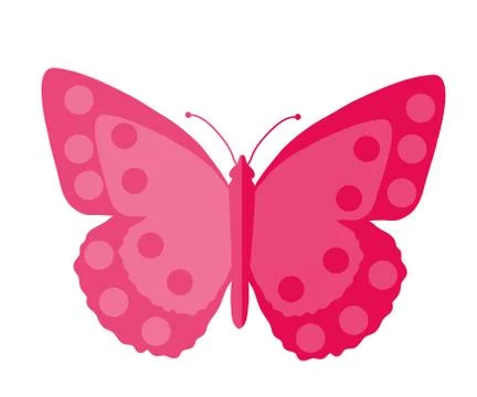 Pink Butterfly, flat design. Isolated on white background. Vector illustrat.. Stock Illustration