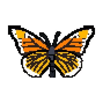 Pink butterfly pixel art vector illustration Stock Illustration