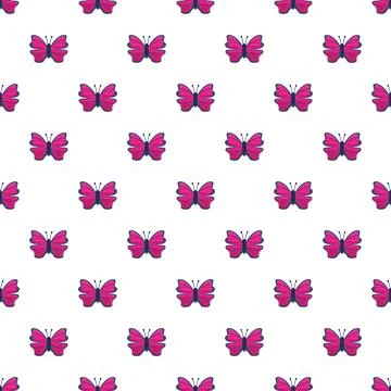 Pink butterfly seamless pattern repeating insect background Stock Illustration