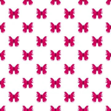 Pink butterfly seamless pattern repeating on white background 스톡 일러스트