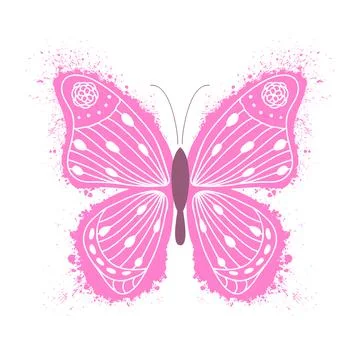 Pink butterfly on white Stock Illustration