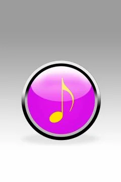 Pink button showing music note symbol, close up Stock Illustration
