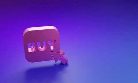 Pink Buy button icon isolated on purple-blue background. Minimalism concept.. イラスト素材