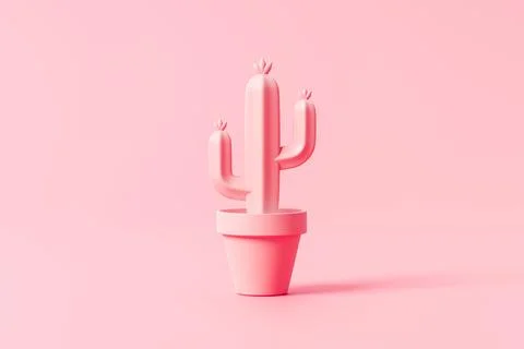 Pink cactus plant pot flower on summer art background with tropical desert イラスト素材