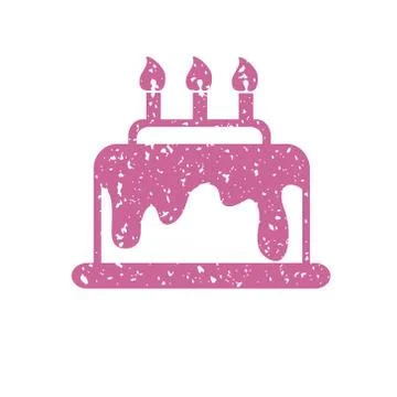 Pink cake with candles, vector icon Stock Illustration