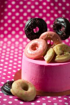 Pink cake donuts Stock Photos