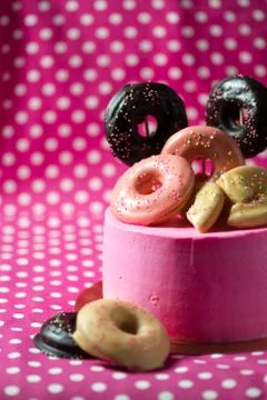 Pink cake donuts Stock Photos