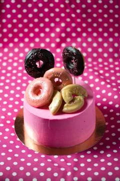 Pink cake donuts Stock Photos
