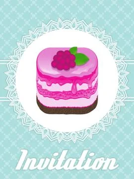 Pink cake inv Stock Illustration