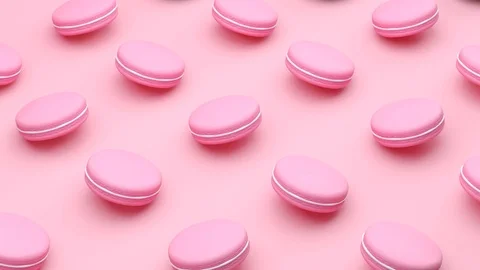 Pink cake macaron or macaroon on pink background. Stock-Footage 100035094
