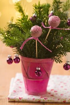 Pink cake pops Stock Photos