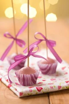 Pink cake pops Stock Photos