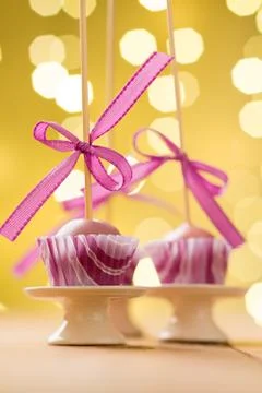 Pink cake pops Stock Photos