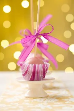 Pink cake pops Stock Photos