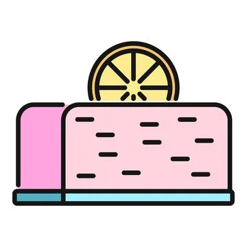 Pink cake slice with lemon icon design Illustrazione stock