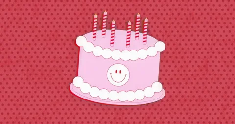 Pink cake starting rocking left-right, making candles flickering and going out Stock Footage 315526702
