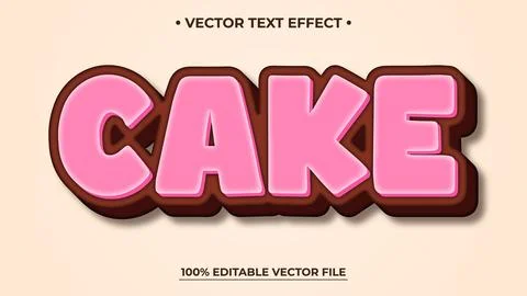 Pink Cake Text Effect with Chocolate Outline, Editable Vector Design 스톡 일러스트