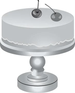 Pink cake with two cherries. Grayscale image of food. Stock Illustration