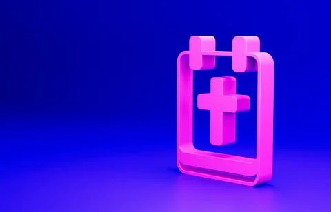 Pink Calendar with Easter icon isolated on blue background. Spring Christian Illustrazione stock