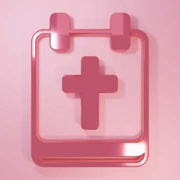 Pink Calendar with Easter icon isolated on pink background. Spring Christia.. Stock Illustration