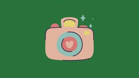 A pink camera design cartoonish motion 動画素材 336247267