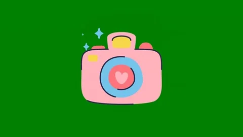 Pink camera green background green screen animated chromakey background 스톡 동영상 314067671