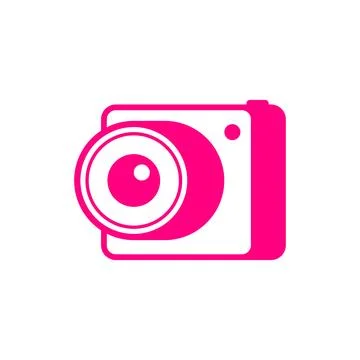 Pink camera icon. Vector illustration on blank background.  Stock Illustration