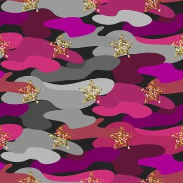 Pink camouflage seamless vector pattern Stock Illustration