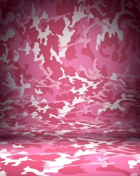 Pink Camouflage studio backdrop with floor. 3D rendering Stock Illustration