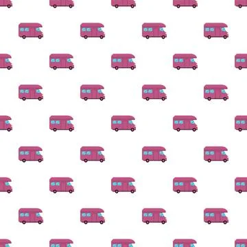 Pink camper motorhome rv seamless repeating pattern Stock Illustration