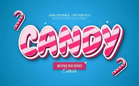 Pink candy 3d text effect editable Stock Illustration