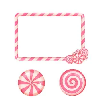 Pink candy cane frame with peppermint sweets for Christmas design 스톡 일러스트